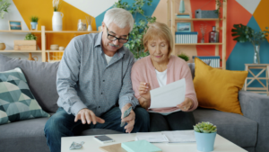 Senior planning healthcare budget for retirement